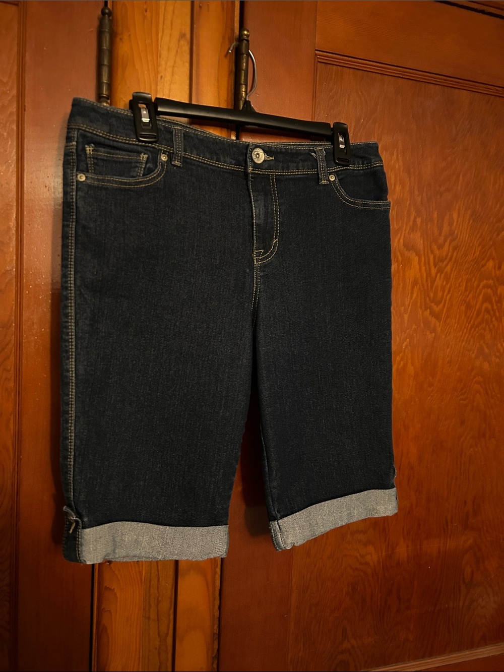 Style & Co. Dark Blue Denim Bermuda Shorts with Cuffed Hem